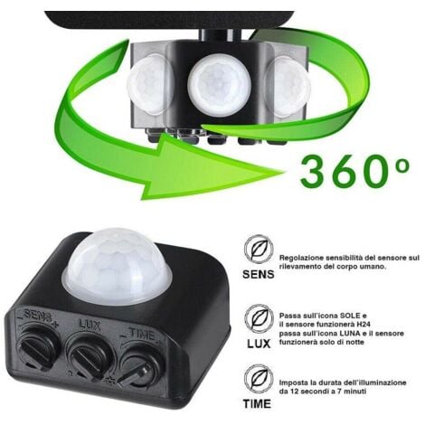 FARO LED FARETTO GIARDINO 50W LUCE FREDDA SENSORE MOVIMENTO CREPUSCOLARE