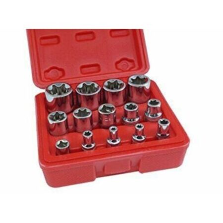 SET DI CHIAVI A BUSSOLA TORX FEMMINA 14 PEZZI MISURE DA E4 A E24 CHROME VANADIUM