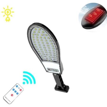FARO LAMPIONE 46 LED SMD STRADALE PANNELLO SOLARE FOTOVOLTAICO SENSORE IP65 23W