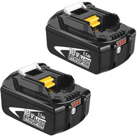 Batterie,2x 5.5Ah BL1850 18V Li-Ion LXT Batteria agli ioni di litio BL1850B BL1830 con LED,Compatibile con lo strumento a batteria Makita