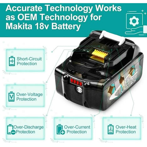 Batterie,2x 5.5Ah BL1850 18V Li-Ion LXT Batteria agli ioni di litio BL1850B BL1830 con LED,Compatibile con lo strumento a batteria Makita