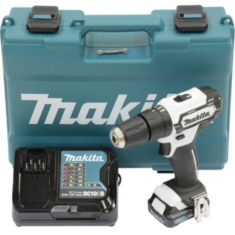 Trapano a percussione a batteria Makita HP333DSAW 12V bianco con 1x batteria 2,0 Ah + caricabatterie in valigetta