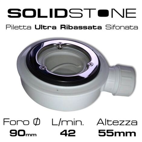 Piatto doccia in pietra SOLIDSTONE alto 2,8 cm - Antracite Grafite nero 90x100