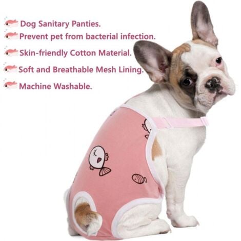 M Mutandine sanitarie con sospensione, pantaloni fisiologici per animali domestici, biancheria intima femminile comoda e regolabile, slip in cotone traspirante per cani di peluche