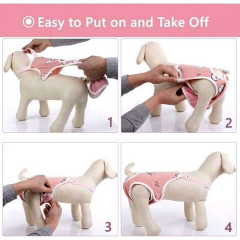 M Mutandine sanitarie con sospensione, pantaloni fisiologici per animali domestici, biancheria intima femminile comoda e regolabile, slip in cotone traspirante per cani di peluche