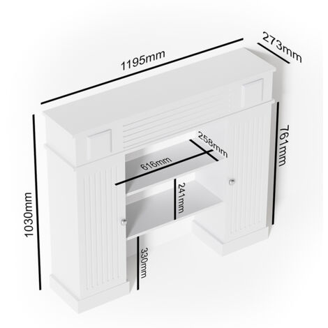 Cornice per caminetto , Bianco, 119.5 x 103 cm, Vicco