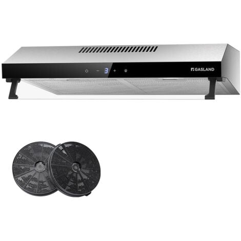 GASLAND Cappa aspirante bimotore da 60 cm da 333 m³/h, Cappa aspirante decorativa ad incasso con Evacuazione e Riciclaggio, Touch Control, 2 filtri a carbone - UC60SS - Argento