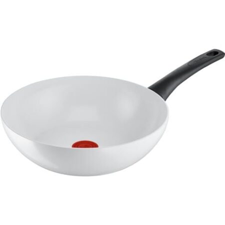 Tefal C41719 Ceramic Control Wok Padella 28 cm  Sigillatura sicura in ceramica  Indicatore di temperatura del segnale termico  Facile da pulire  adatto a induzione  Bianco