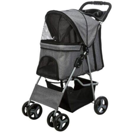 Trixie Passeggino per cani e gatti 4 ruote grigio 47x100x80 per cani fino15 kg