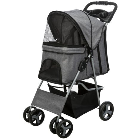 Trixie Passeggino per cani e gatti 4 ruote grigio 47x100x80 per cani fino15 kg
