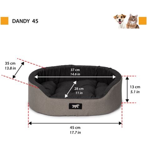Ferplast DANDY COLOURS Ferplast Cuccia Cane e Gatto da Interno, in Cotone con Cuscino Removibile DANDY. Variante 45 - Misure: 45 x 35 x h 13 cm - Viola