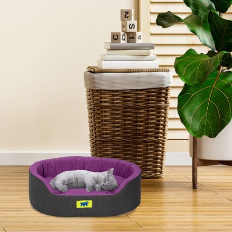 Ferplast DANDY COLOURS Ferplast Cuccia Cane e Gatto da Interno, in Cotone con Cuscino Removibile DANDY. Variante 45 - Misure: 45 x 35 x h 13 cm - Viola