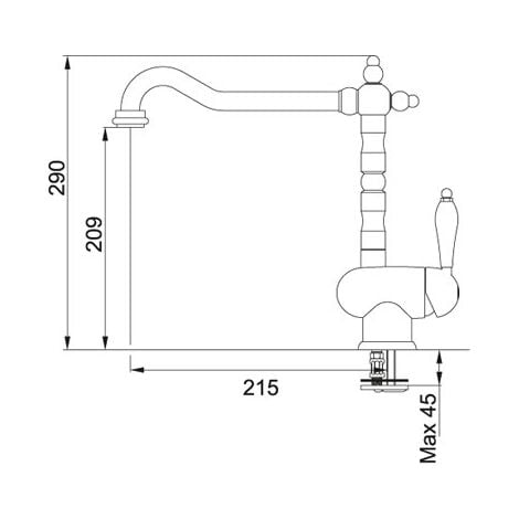 Franke 0737966. Colore del prodotto: Cromo, Angolo di rotazione: 360°. Altezza (max): 29 cm - OLDENGLANDCROMATO - 115.0060.360