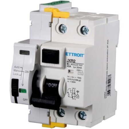 ETTROIT Interruttore differenziale a riarmo automatico 2P 40A 30ma 10Ka stop&go riarmabile JXR2