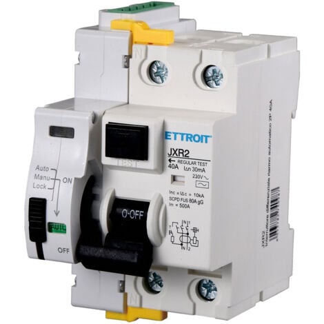 ETTROIT Interruttore differenziale a riarmo automatico 2P 40A 30ma 10Ka stop&go riarmabile JXR2