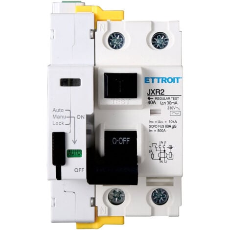 ETTROIT Interruttore differenziale a riarmo automatico 2P 40A 30ma 10Ka stop&go riarmabile JXR2