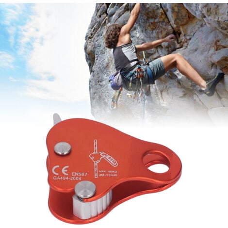 SJLERST Maniglia per corda da arrampicata Lega di alluminio autobloccante 8‑13mm Fermacorda per corda da arrampicata per arrampicata all'aperto Alpinismo Arancione