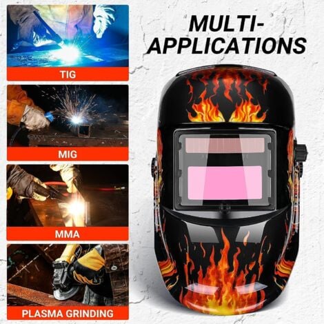 SJLERST Casco per saldatura solare con oscuramento automatico MIG MMG TIG al litio, funzionamento a batteria con backup solare