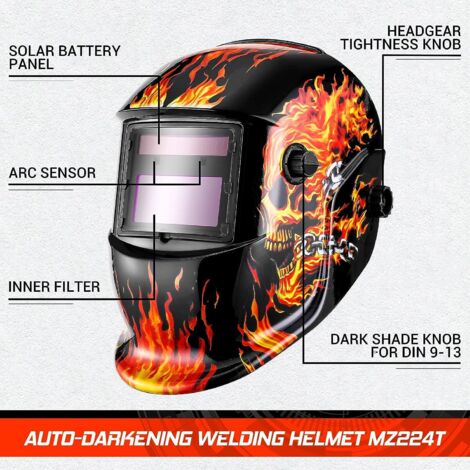 SJLERST Casco per saldatura solare con oscuramento automatico MIG MMG TIG al litio, funzionamento a batteria con backup solare