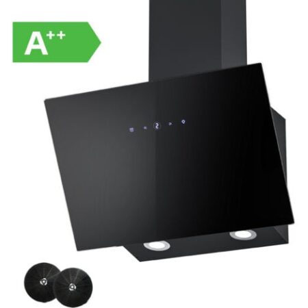 Cappa aspirante da 60 cm, FIREGAS con potenza di aspirazione 578 m³/h, 9 livelli di regolazione, controllo tocco, ricircolo e scarico, 58 dB, nero, efficienza A++ [Classe di efficienza energetica A++]