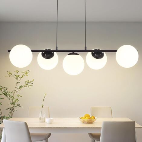 Lampada a Sospensione GBLY Lampada a Sospensione Moderna - Lampada a Sospensione in Vetro Nero E27 Altezza 150 cm per Sala da Pranzo Bancone Bar Soggiorno I Senza Lampadina