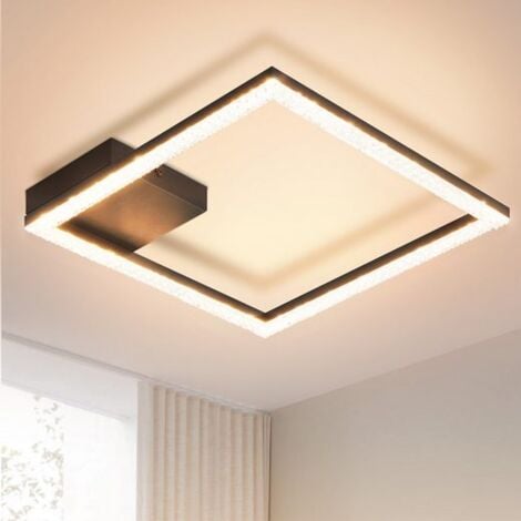 GBLY Plafoniera LED Design moderno nero  12W Cristallo bianco caldo - Lampada da soffitto per soggiorno 3000K Luce  Lampada da soffitto moderna in metallo angolato