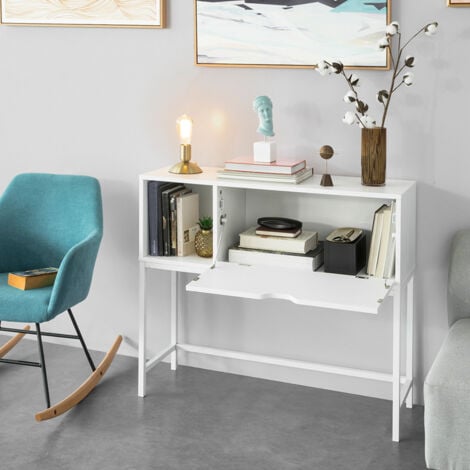 SoBuy Consolle Ingresso Mobiletto con 1 Grande Armadio salvaspazio L92P30A80 cm, Bianco FSB21-W
