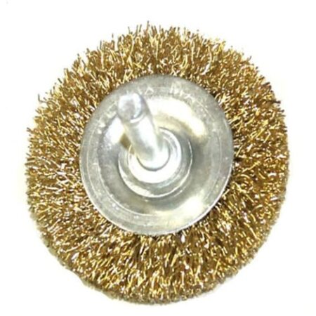 SPAZZOLA DI ACCIAIO METALLICA OTTONE PENNELLO SVERNICIATORE 50MM PER TRAPANO
