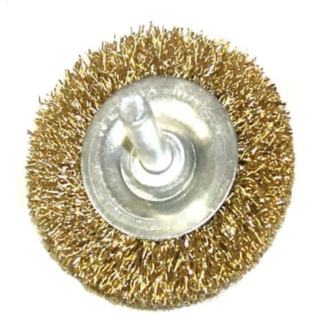 SPAZZOLA DI ACCIAIO METALLICA OTTONE PENNELLO SVERNICIATORE 50MM PER TRAPANO