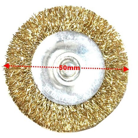 SPAZZOLA DI ACCIAIO METALLICA OTTONE PENNELLO SVERNICIATORE 50MM PER TRAPANO