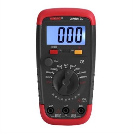 Gistuch Tester e rilevatore di tensione, misuratore di capacità digitale, tester per condensatori Pro 0,1pF - 20000uF con retroilluminazione LCD Max 1999