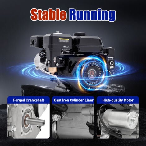 Motore a benzina 7,5 CV, 4 tempi, motore elettrico, avviamento elettrico, motore laterale OHV, alimentazione a gravità, motore industriale per pompe e barche