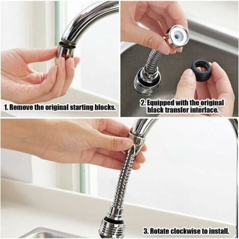 Pezzi Rubinetto Acqua Girevole, Testa Rubinetto Cucina Mobile a 360 Gradi, Spruzzatore Filtro Soffione Doccia Regolabile in 2 Modalità, Aeratore Cucina, Rubinetto Cucina, Estensione Rubinetto Cucina