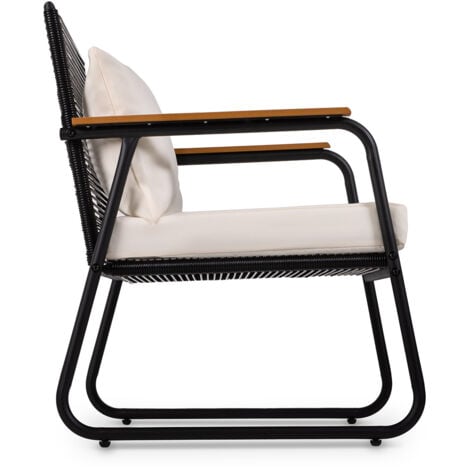 Set da giardino 4 posti OLBIA SET WHITE OFF, tavolino da esterno + divano 2 posti + 2 poltrone, beige, resistente ai raggi UV