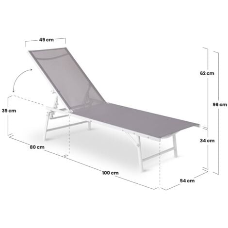 Confezione da 2 lettini prendisole per giardino o piscina, in acciaio rinforzato, design leggero, colore blanc, Dana Light Grey