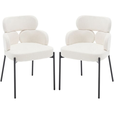 WAHSON Sedie Set di 2, Sedie da Pranzo Sedie da Cucina Moderne in Tessuto Sedia Imbottite con Gambe in Metallo Sedie da Salotto, Beige
