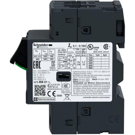 Interruttore Automatico Magnetotermico GV2ME Regolazione Protezione 2,5-4 A 3P
