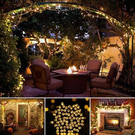 Luci a stringa solare a LED da 20 m per interni ed esterni 8 modalità di illuminazione Decorazione di illuminazione per feste in giardino impermeabile Bianco caldo