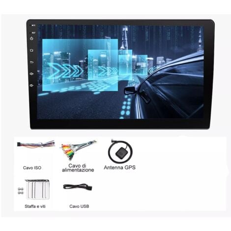 Autoradio Doppio DIN 10 Pollici Touch Screen Carplay Android Bluetooth GPS 4+64G