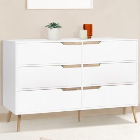 HELSINKI Cassettone a 6 cassetti da 115 cm bianco scandinavo