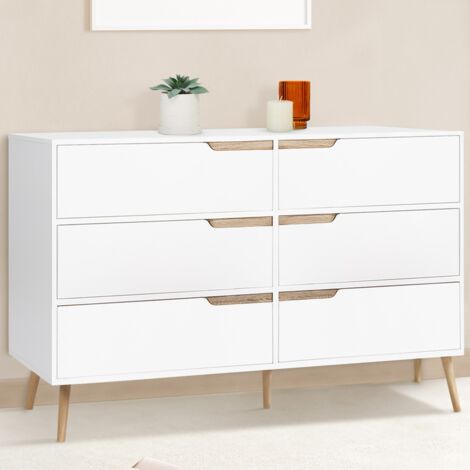 HELSINKI Cassettone a 6 cassetti da 115 cm bianco scandinavo