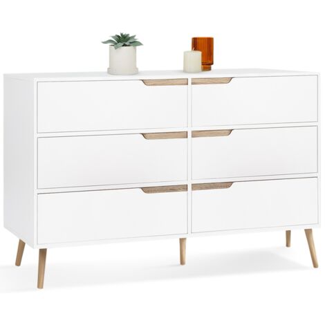 HELSINKI Cassettone a 6 cassetti da 115 cm bianco scandinavo