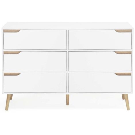 HELSINKI Cassettone a 6 cassetti da 115 cm bianco scandinavo