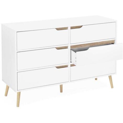HELSINKI Cassettone a 6 cassetti da 115 cm bianco scandinavo