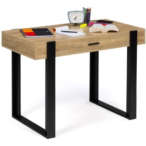 Scrivania PHOENIX a 1 cassetto in legno e nero
