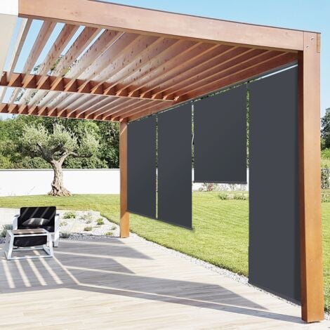 Set di 2 tende a rullo L. 124 x H. 225 CM per pergola grigio antracite