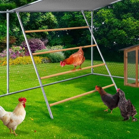Pollaio 12 m² 4x3 M con grande trespolo 4 livelli in legno di acciaio zincato