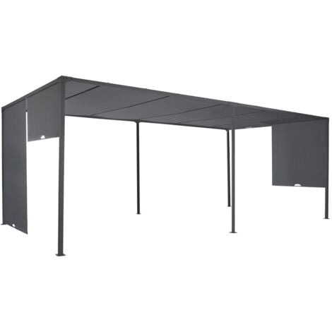 Pergola scorrevole 2 sezioni 3x6 M gazebo da giardino in tessuto grigio antracite