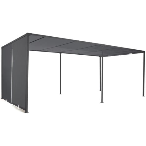Pergola scorrevole 2 sezioni 3x6 M gazebo da giardino in tessuto grigio antracite