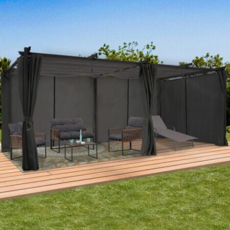 Tetto retrattile Pergola limited edition 3x6 M e 6 tende grigio antracite
